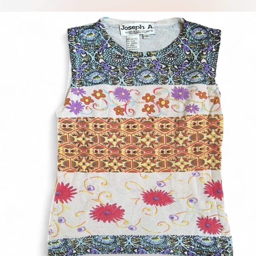 Joseph A Floral and Geometric Patterned Tank Top
